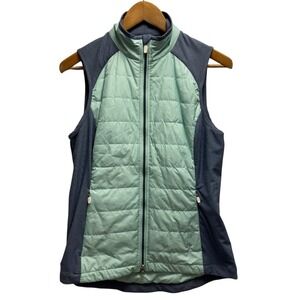 Zero Restriction Womens Sz S Green/Blue Zip Quilted Golf Performance Vest Jacket